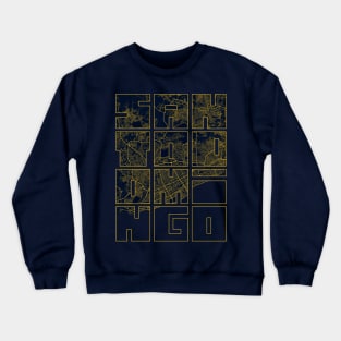 Santo Domingo, Dominican Republic City Map Typography - Gold Art Deco Crewneck Sweatshirt